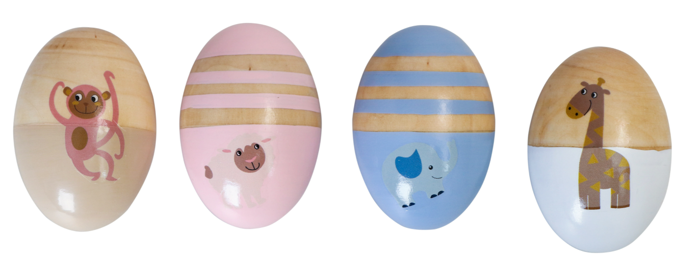 Rytme-egg av tre Noahs Ark 4. stk.