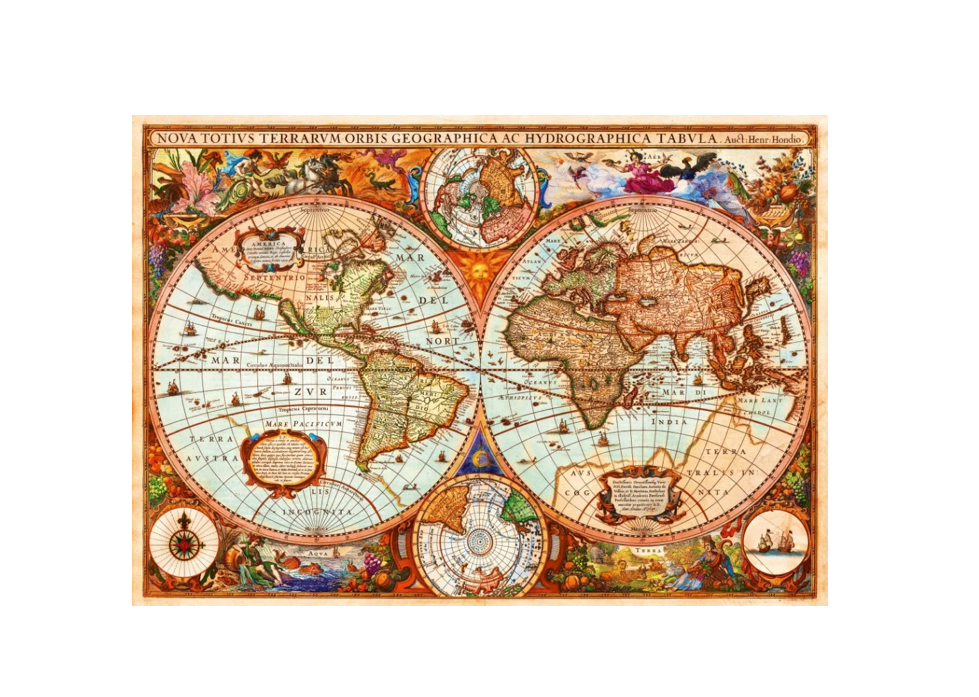 Bluebird puslespill: Historisk verdenskart 1000 brikker