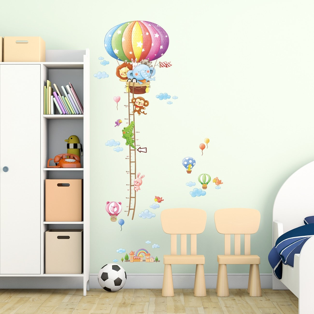 Wallstickers barnerom Høydemåler varmluftsballonger