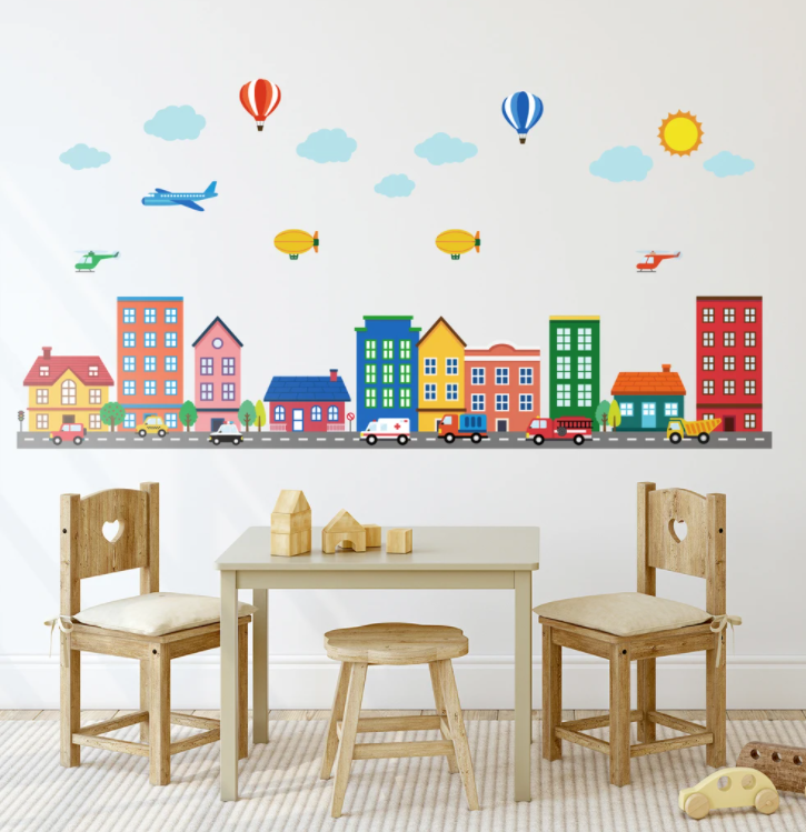 Wallstickers barnerom Byen min