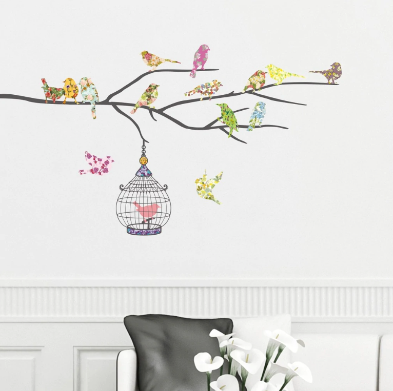Wallstickers Fugler på en gren