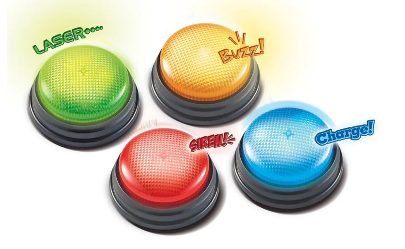 Answer buzzers - svarknapper med lyd og lys 4 stk.