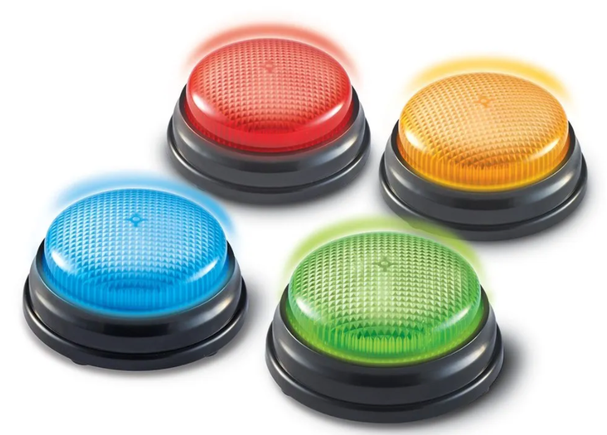 Answer buzzers - svarknapper med lyd og lys 4 stk.