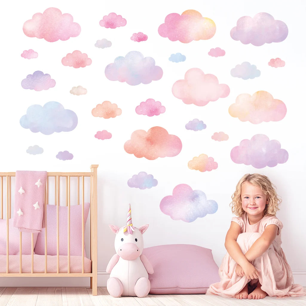 Wallstickers barnerom Pastellskyer