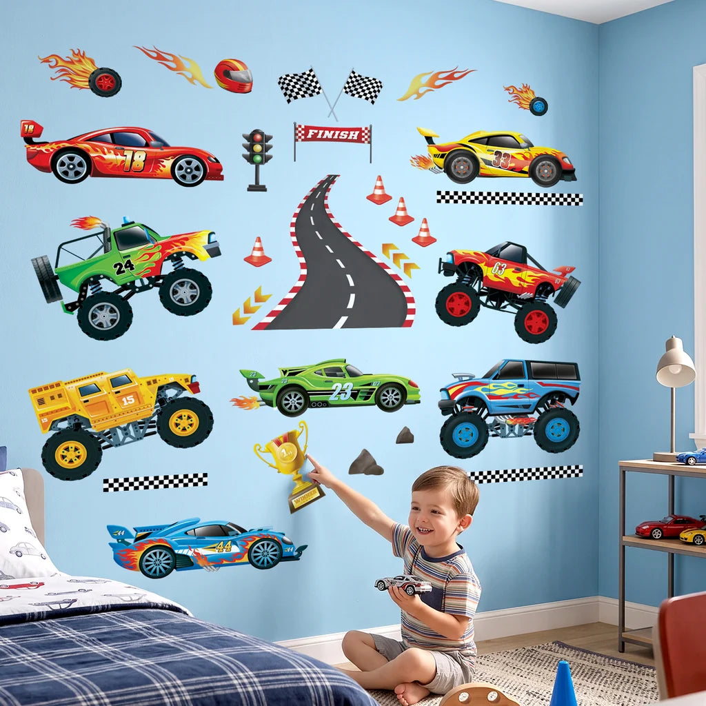 Wallstickers barnerom Tøffe biler