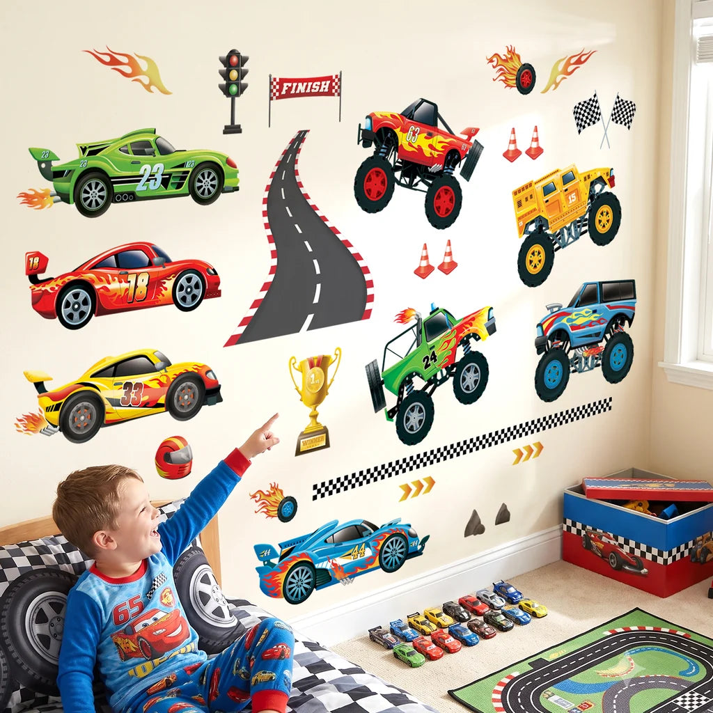Wallstickers barnerom Tøffe biler