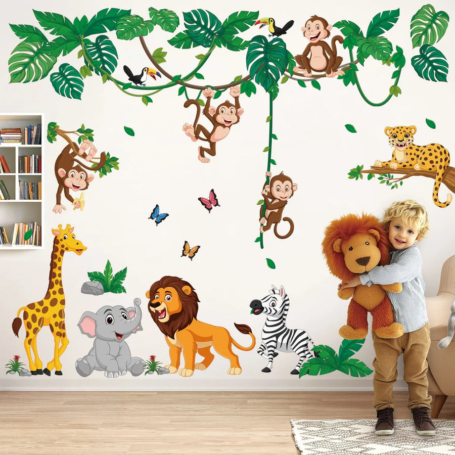 Wallstickers barnerom Jungelens dyr