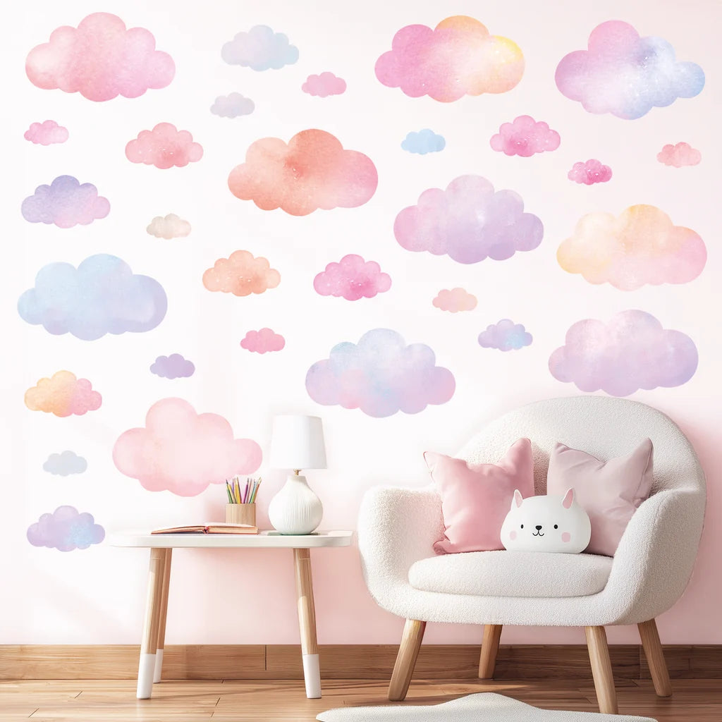 Wallstickers barnerom Pastellskyer