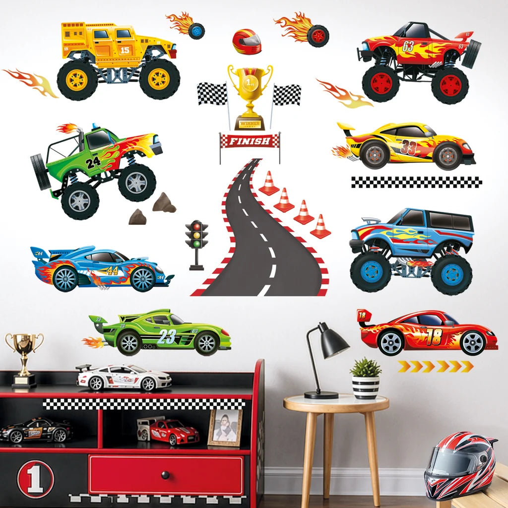Wallstickers barnerom Tøffe biler