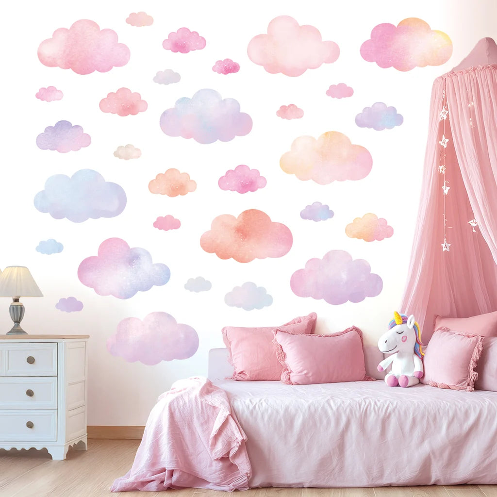 Wallstickers barnerom Pastellskyer
