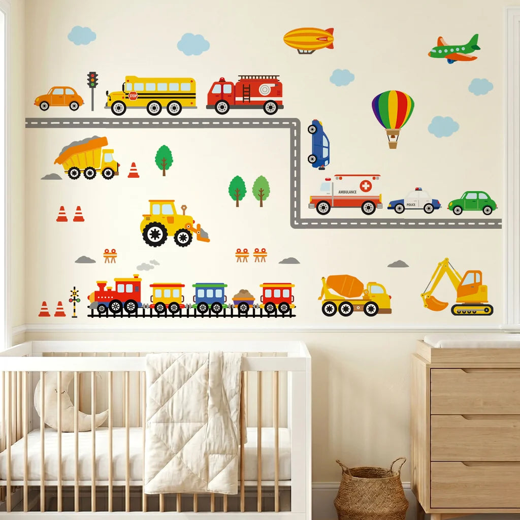 Wallstickers barnerom Alle slags kjøretøy