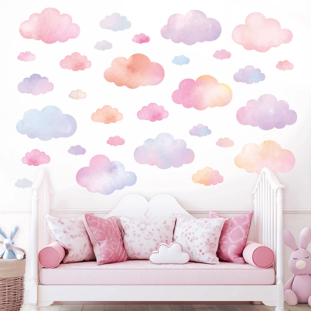 Wallstickers barnerom Pastellskyer