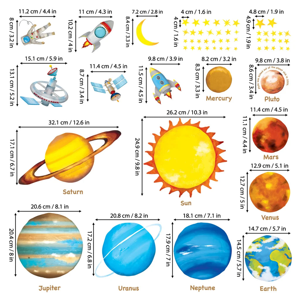 Wallstickers barnerom Verdensrommets planeter