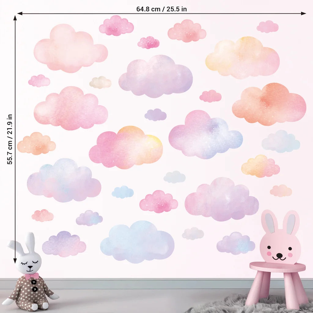 Wallstickers barnerom Pastellskyer