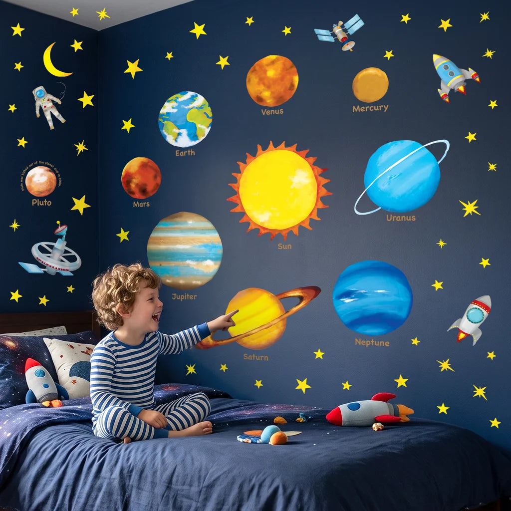 Wallstickers barnerom Verdensrommets planeter