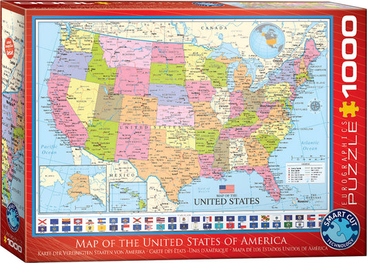 Eurographics puslespill: Kart USA politisk 1000 brikker