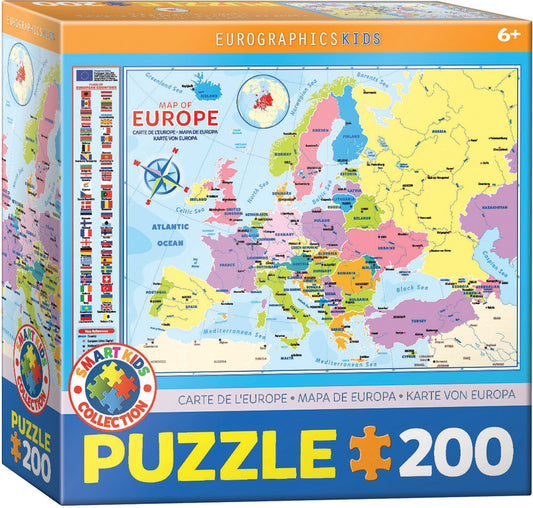 Eurographics puslespill for barn: Kart Europa 200 brikker