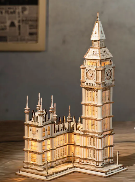 Rolife 3D puslespill av tre: Big Ben med innlagt lys