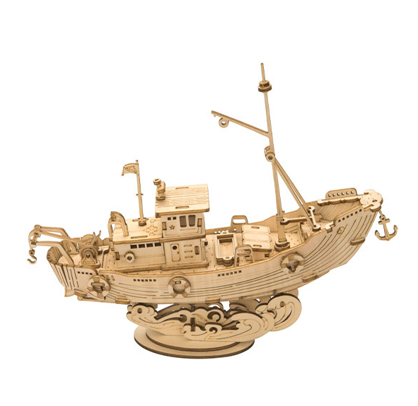 Rolife 3D puslespill av tre: Fiskebåt