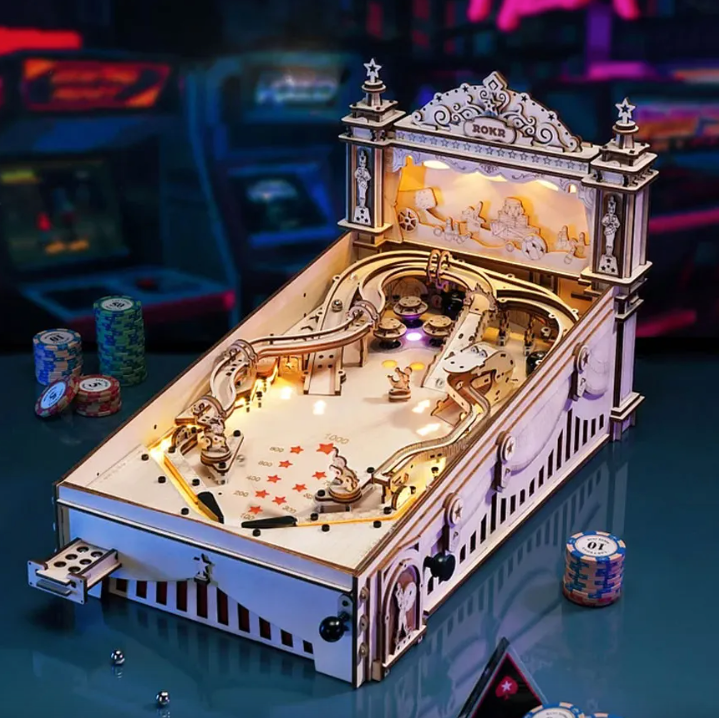 Robotime trebyggesett | Pinballmaskin - Flipperspill | Sunne Leker ...