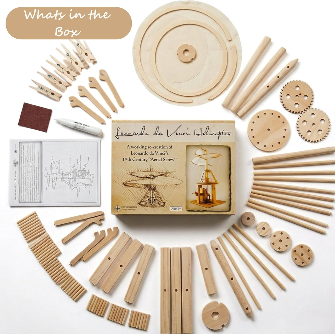 Byggesett av tre: Leonardo Da Vinci - Helikopter