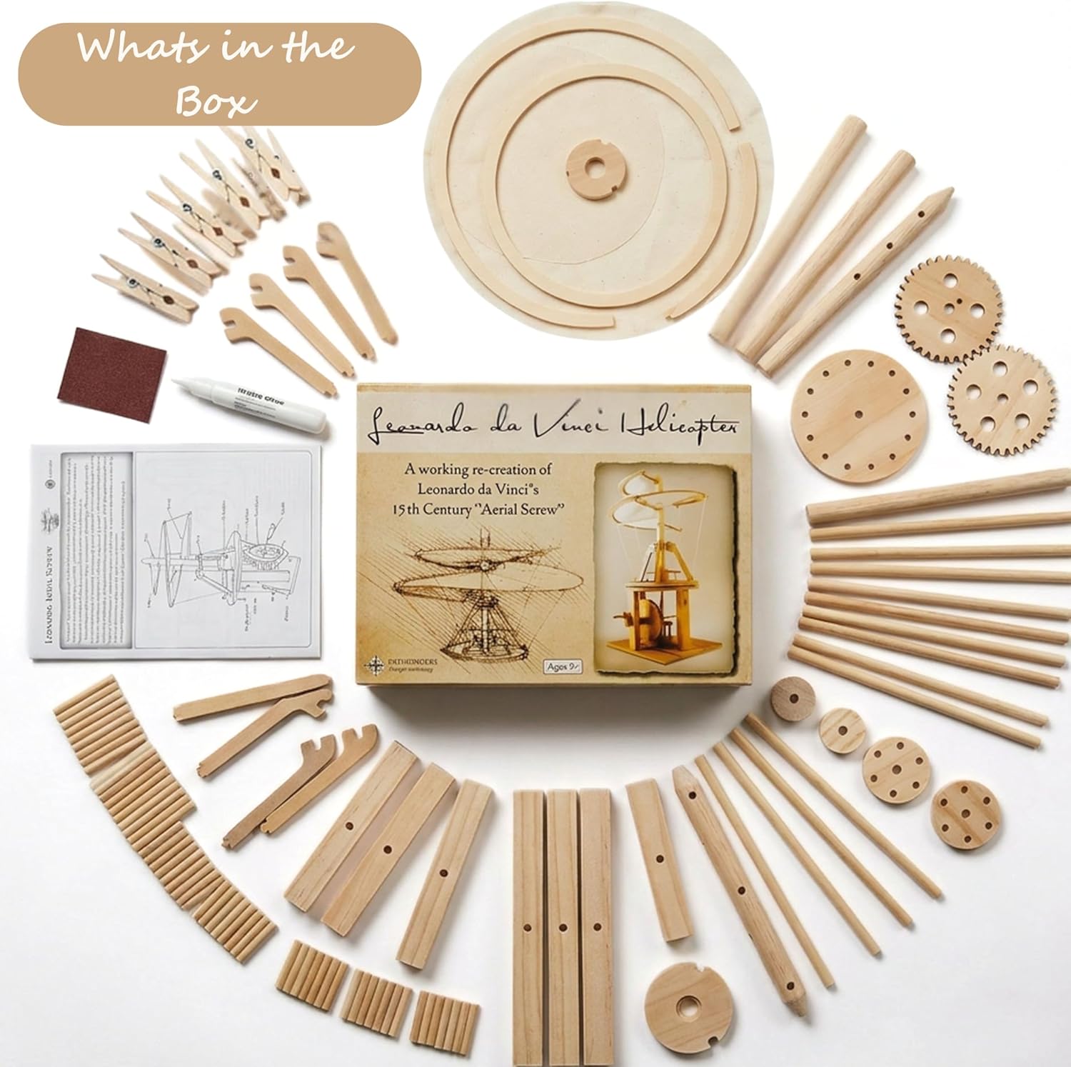 Byggesett av tre: Leonardo Da Vinci - Helikopter
