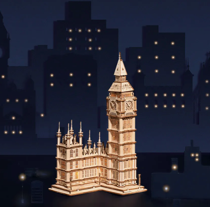 Rolife 3D puslespill av tre: Big Ben med innlagt lys