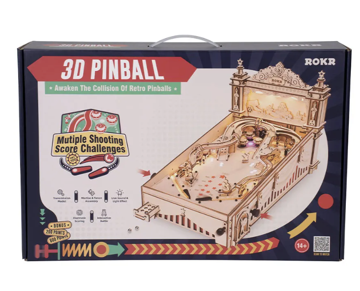 Robotime trebyggesett for voksne: Pinball-maskin