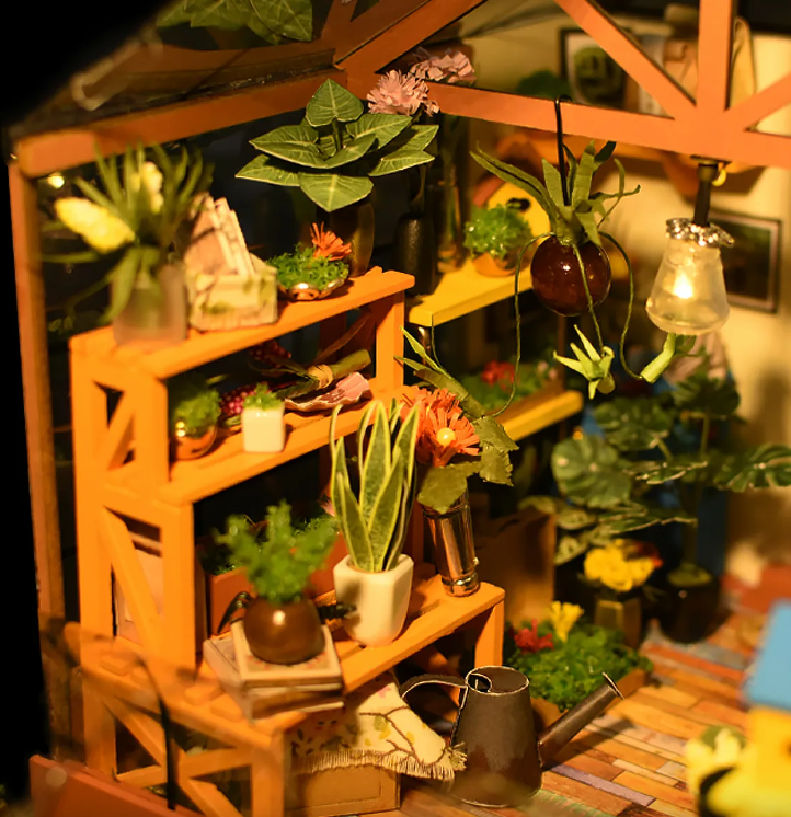 Robotime Hobbysett: Cathys blomsterhus miniatyr-dukkehus