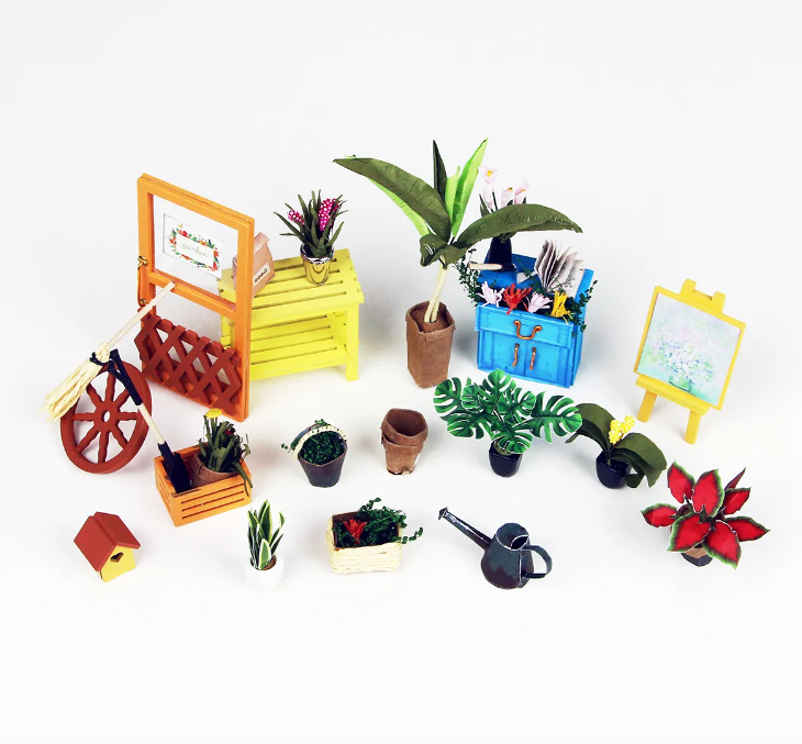 Robotime Hobbysett: Cathys blomsterhus miniatyr-dukkehus