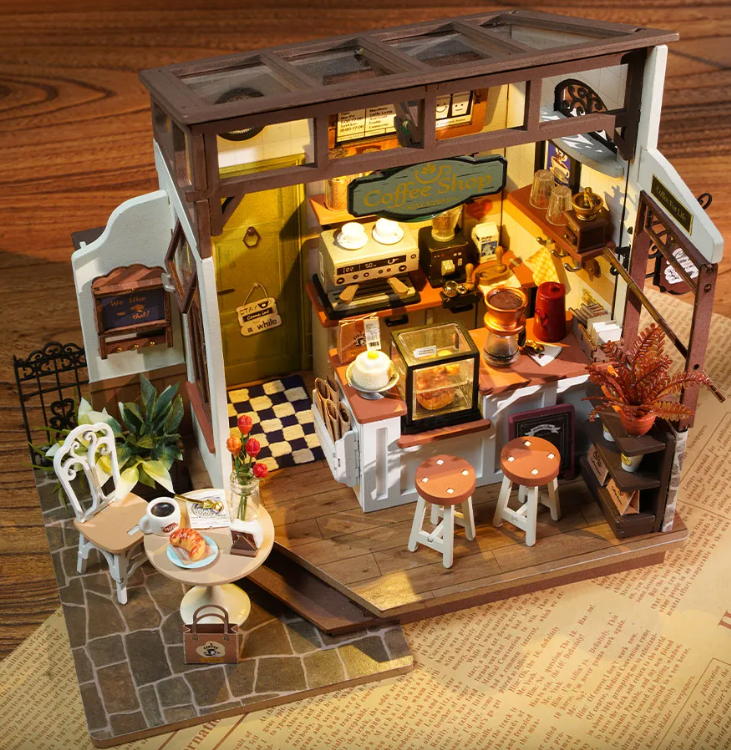 Robotime Hobbysett: Coffee Shop miniatyr-dukkehus