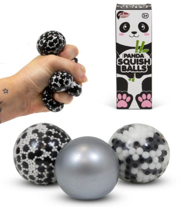 Panda klemmeballer 3 ulike typer - fidgetleke