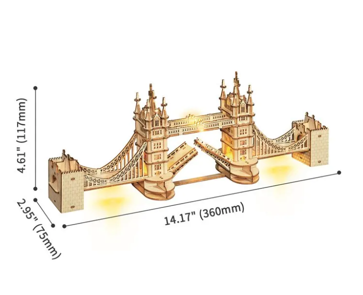 Rolife 3D puslespill av tre: Tower Bridge med lys