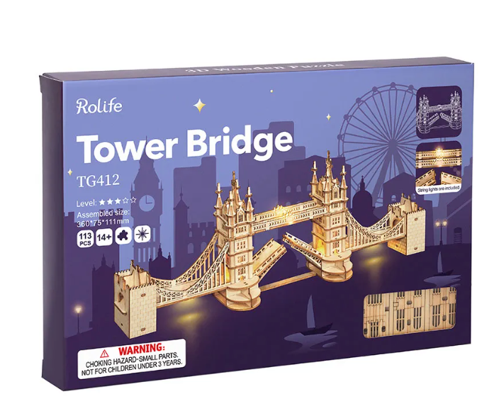 Rolife 3D puslespill av tre: Tower Bridge med lys