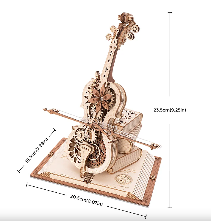 Robotime trebyggesett for voksne: Cello med spilledåse