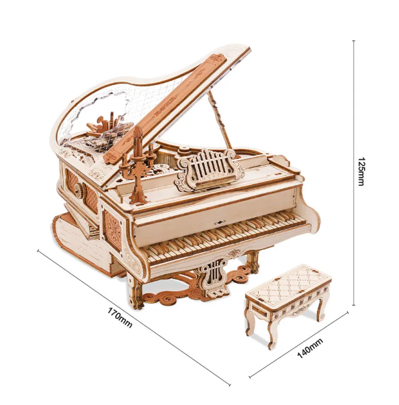 Robotime trebyggesett for voksne: Det magiske piano