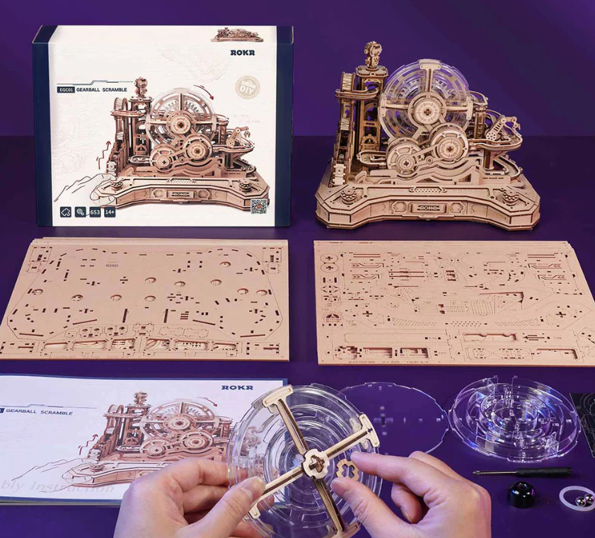 Robotime trebyggesett for voksne: Gear Ball Challenge