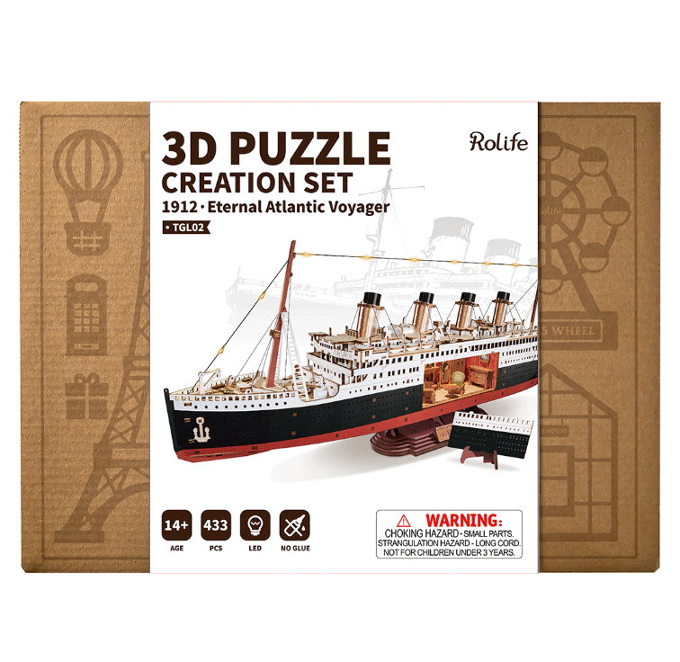 Robotime trebyggesett for voksne: Titanic med belysning