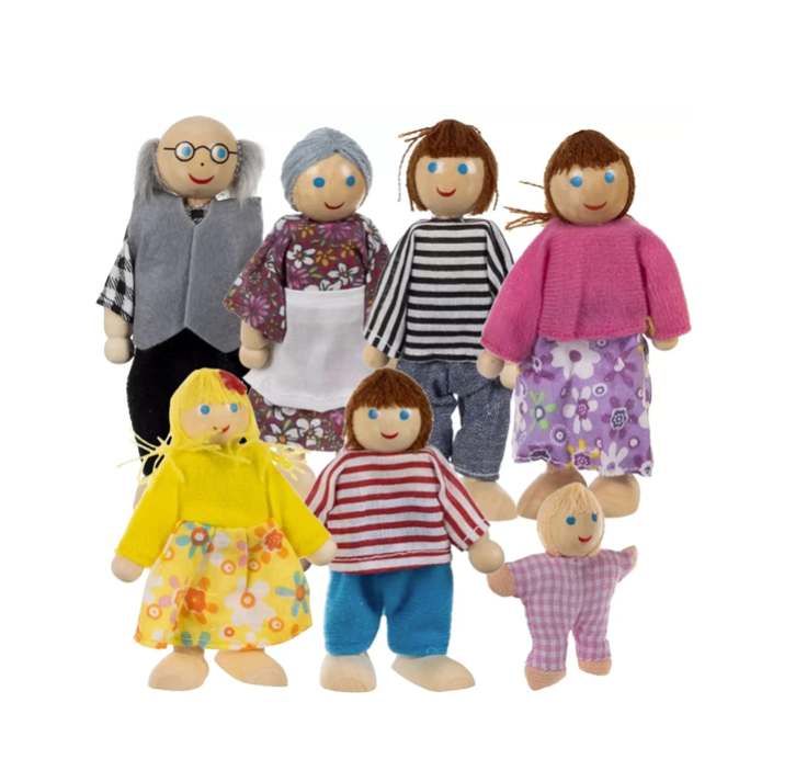 Dukkefamilie med fleksible ledd