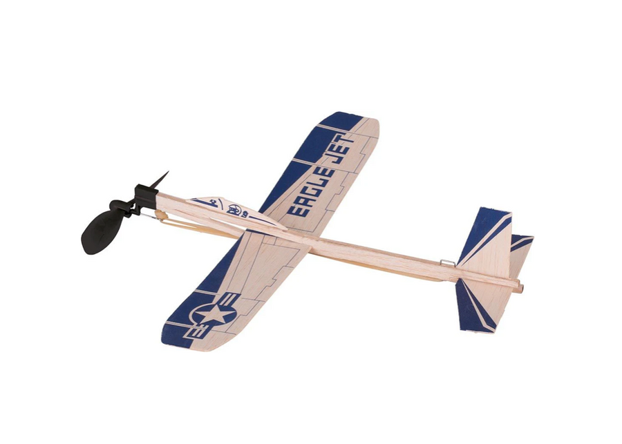 Balsa glidefly med strikkmotor for barn