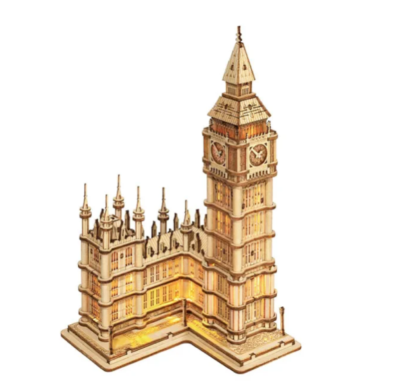 Rolife 3D puslespill av tre: Big Ben med innlagt lys