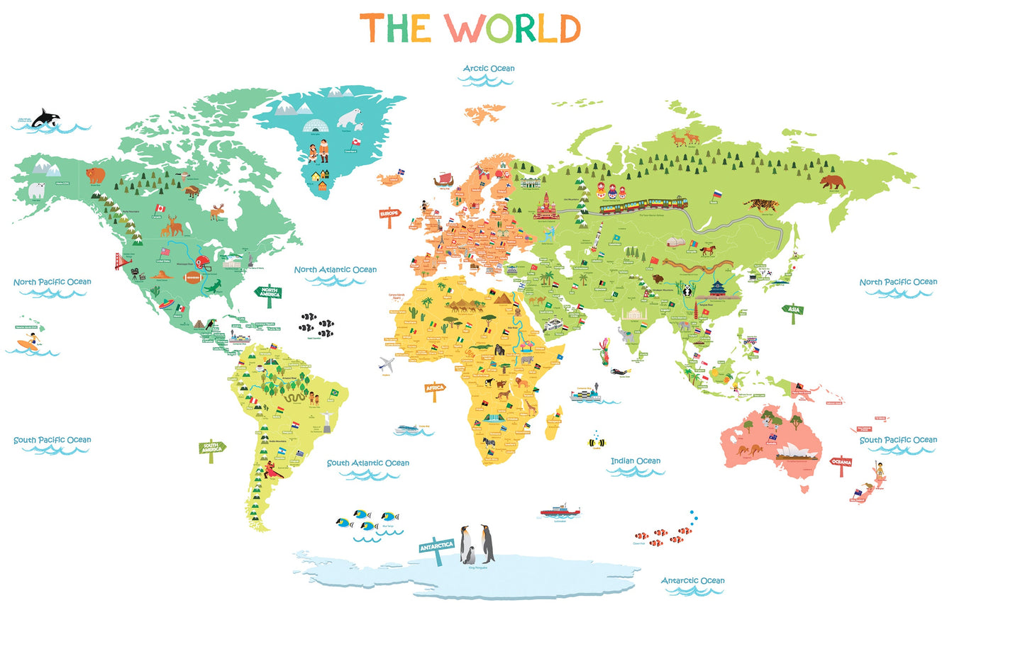 Wallstickers barnerom Fargerikt verdenskart