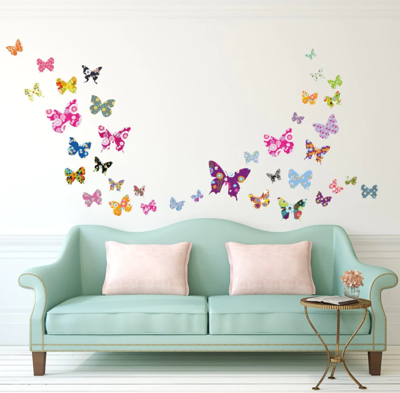 Wallstickers 38 Fargerike sommerfugler