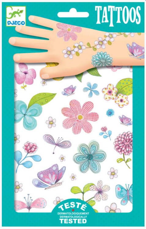 Djeco Tatovering for barn: Blomster og sommerfugler