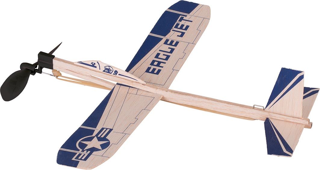Balsa glidefly med strikkmotor for barn
