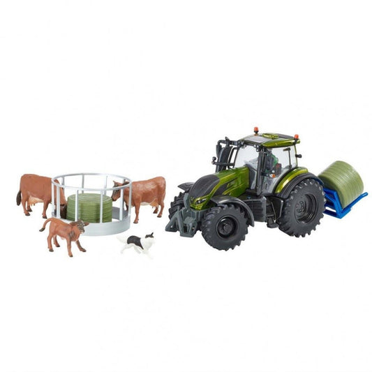 Britains Valtra traktor lekesett med dyr og rundballer 1:32