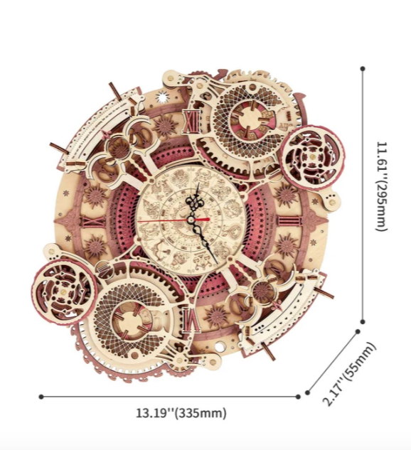 Robotime trebyggesett for voksne: Zodiac klokke