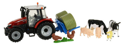 Britains Massey Ferguson 5612 traktor med dyr og rundballer 1:32