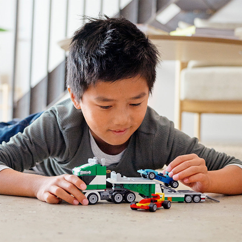 Lego Creator Trailer, racerbiler, slepebåt og kranbil