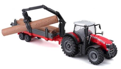 Bburago Massey Ferguson 8740S traktor med tømmerhenger